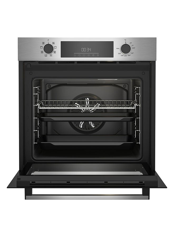 Beko 60cm Builtin Electric Oven, 8 Cooking Multiunction Oven, 72 liters Oven Capacity, Conventional Fan Oven, SteamShine Cleaning, Digital Touchcontrol Timer, A Energy Rating BBIM14300XD Stainless Steel - Image 1
