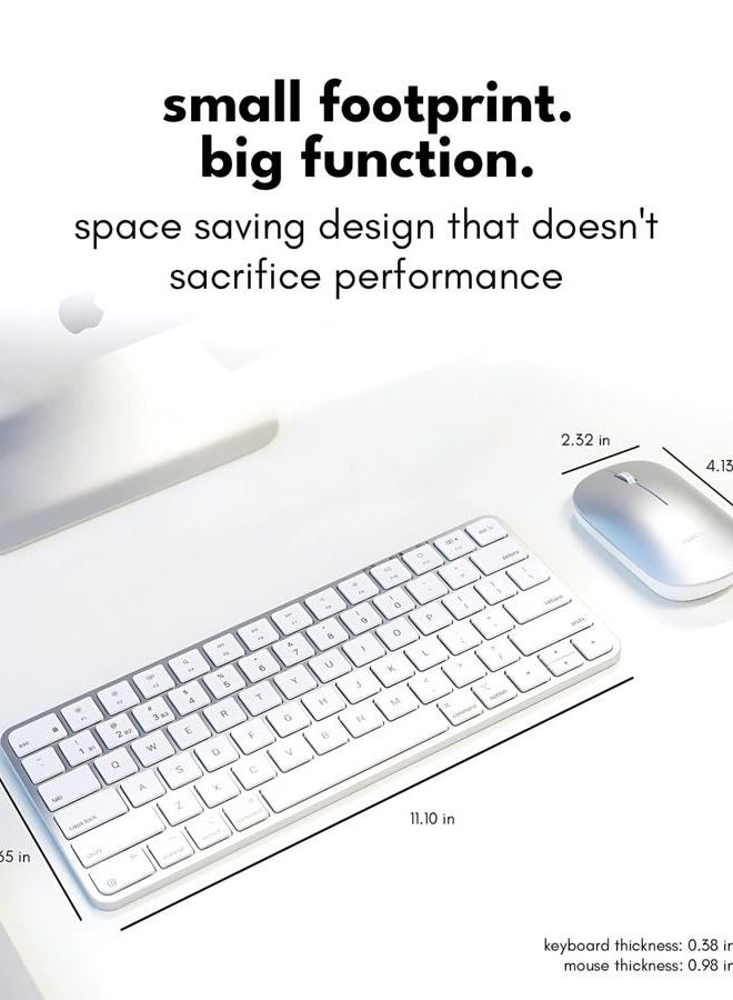 MACALLY Apple Wireless Keyboard and Mouse for Mac - Dual Mode (Bluetooth + Wired) - Multi-Device, Rechargeable - Mini Wireless Keyboard and Mouse Combo for MacBook, iPad, Mac mini/Air/Pro (Silver) - Image 5