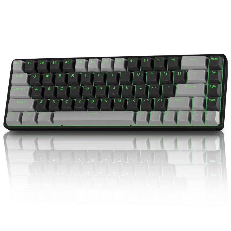 TMKB Technology Mechanical KeyBoard TMKB T68 60% Wireless Mechanical Gaming Keyboard, Tri-Mode BT5.0/2.4GHz/USB-C with Red Linear Switch, RGB Backlight, Anti-Ghosting, Compact 68 Keys, Wired/Wireless, Gray/Black - Image 1