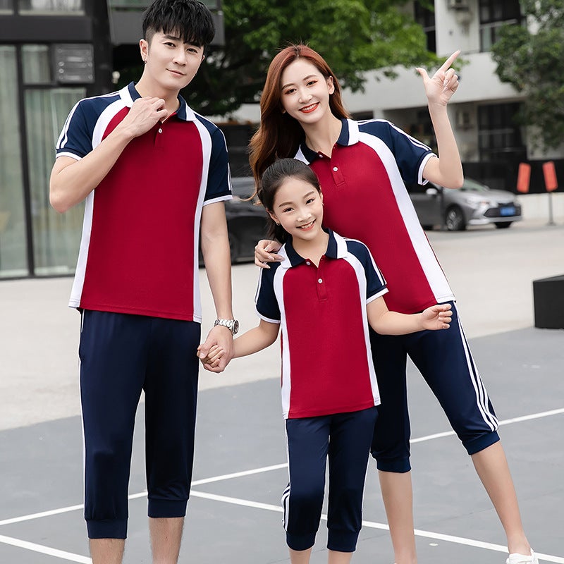 Three-Quarter Pants And Short-Sleeved Two-Piece Set Class Uniform, Customizable With Logo, Suitable For Group Activities, School Uniforms, Sports Meets, Summer Uniforms, Quick-Drying - Image 1