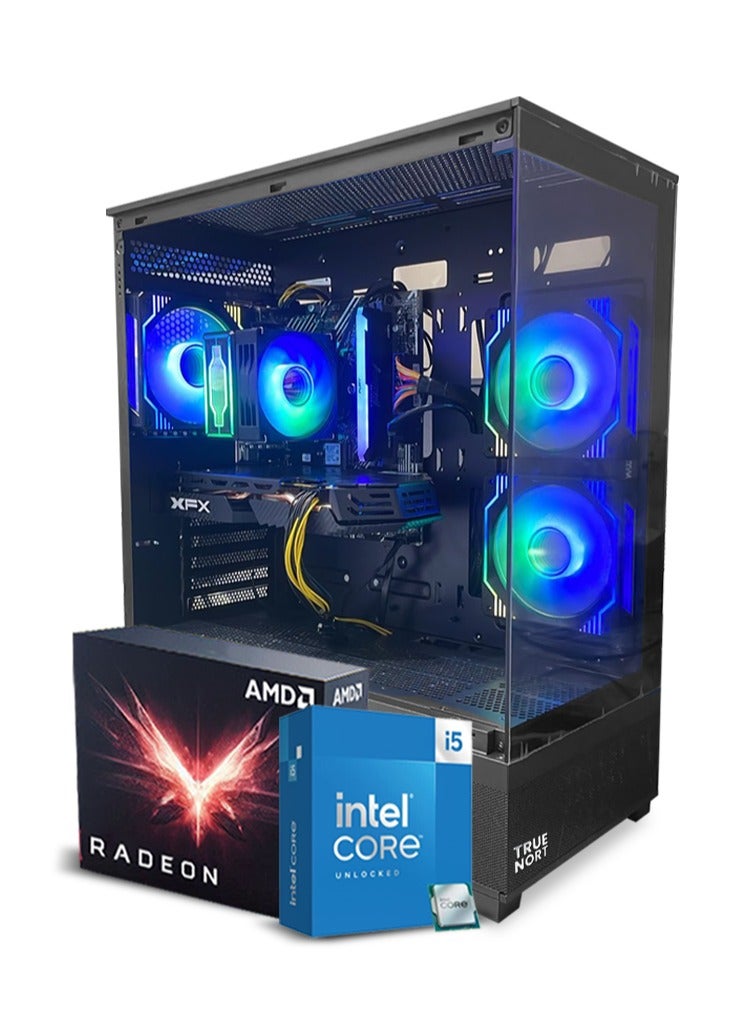 تروينورت حاسوب ألعاب، معالج إنتل كور i5-12400F، RX 580، 16 جيجابايت RAM، 1 تيرابايت SSD، مبرد هواء 120mm، مصدر طاقة 650 واط، ويندوز 11 برو، صندوق أسود. أسود - Image 1