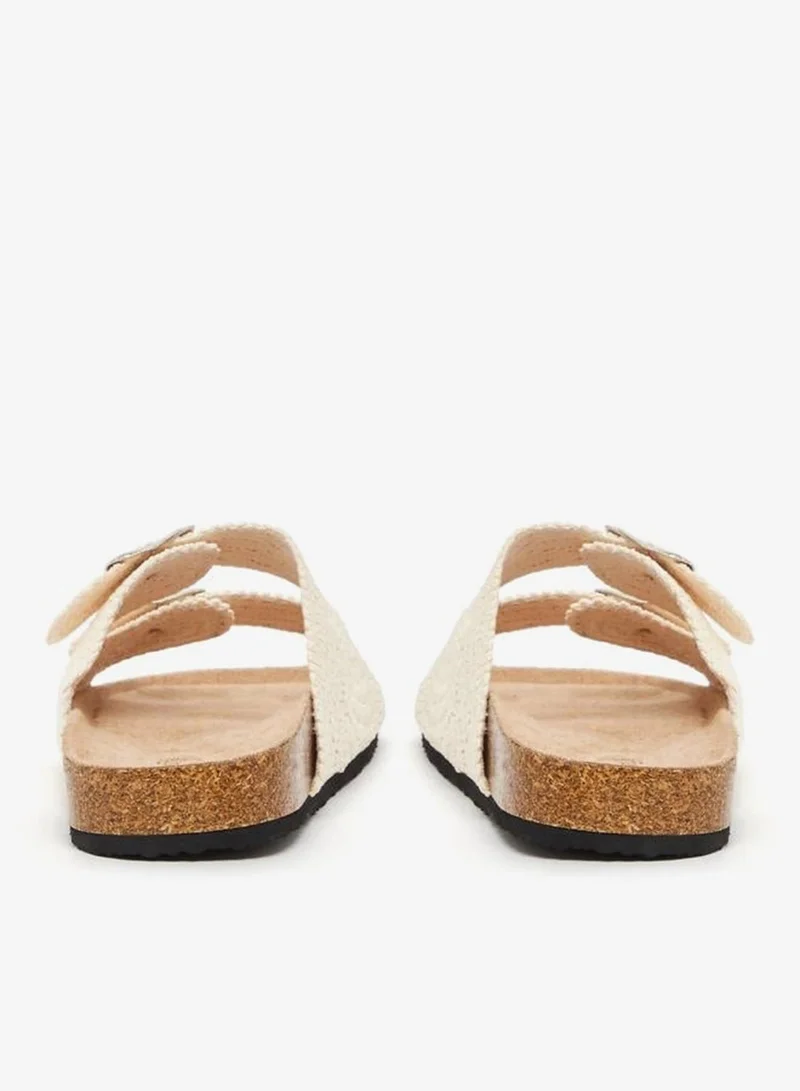 Styli Crochet Two Strap Flat Sandals