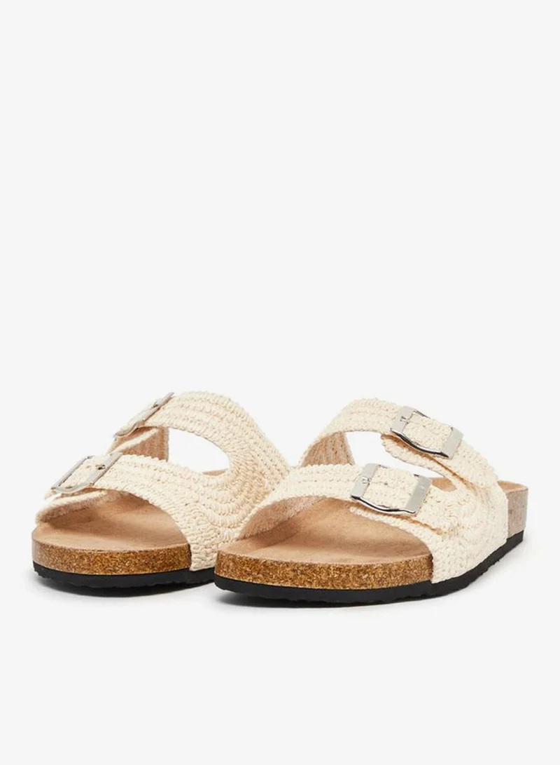 Styli Crochet Two Strap Flat Sandals