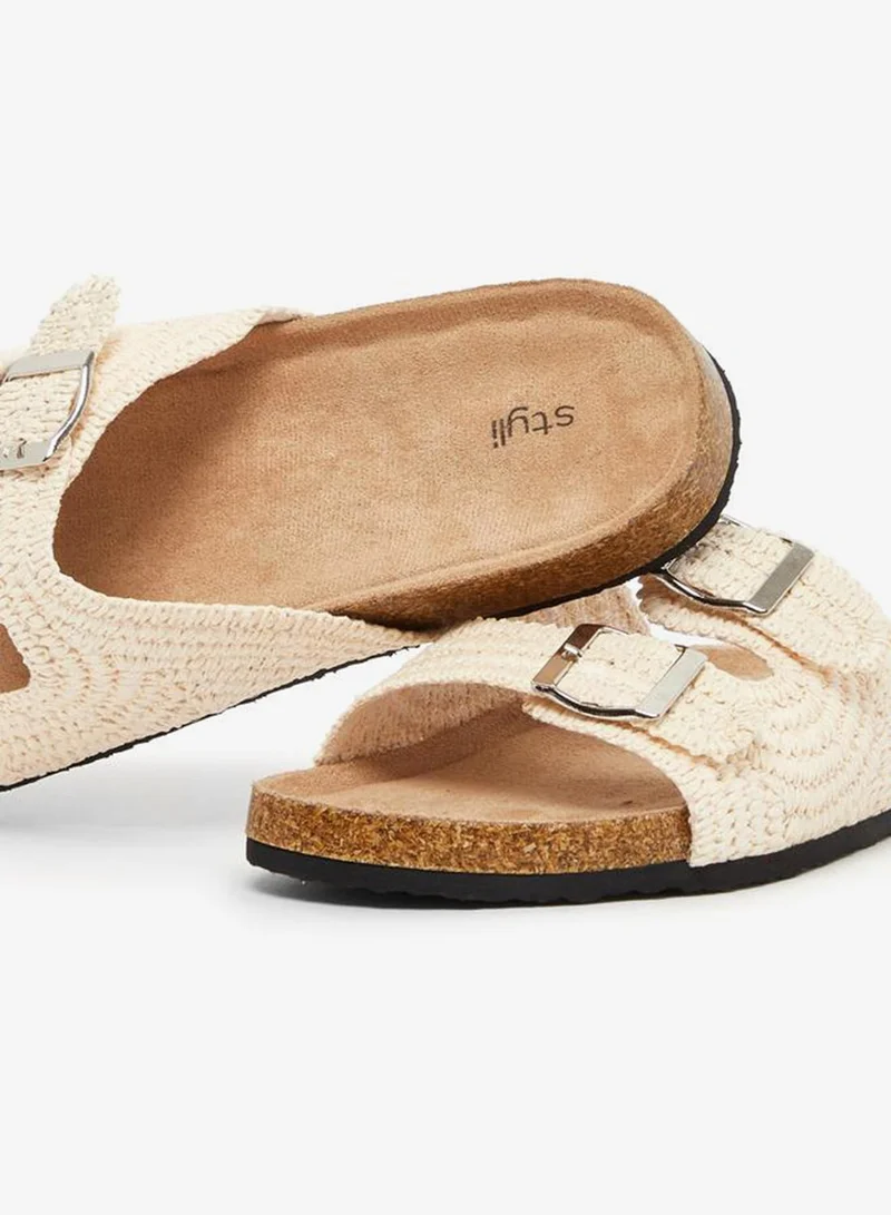 Styli Crochet Two Strap Flat Sandals