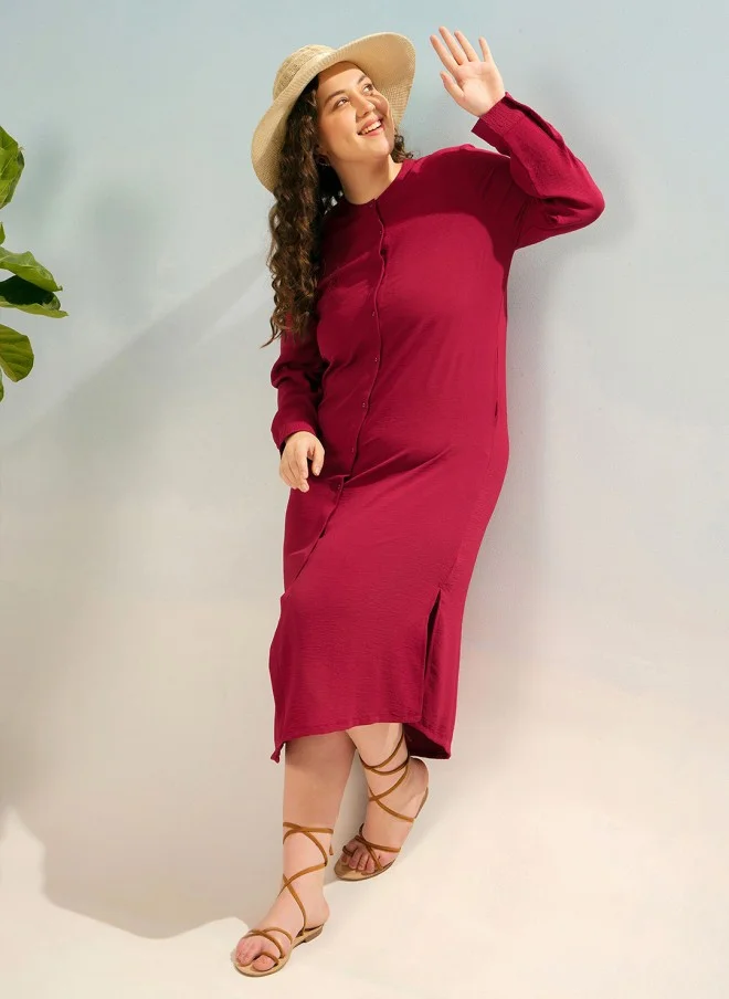SASSAFRAS Maroon Jumper Dress for Women