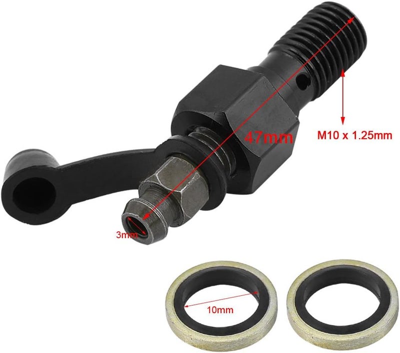 Fydun Banjo Bolts M10x1.0mm, Brake Fitting Adapter with M10 Washers Motorcycle Brake Master Cylinder Caliper Screw (Black) - Image 4