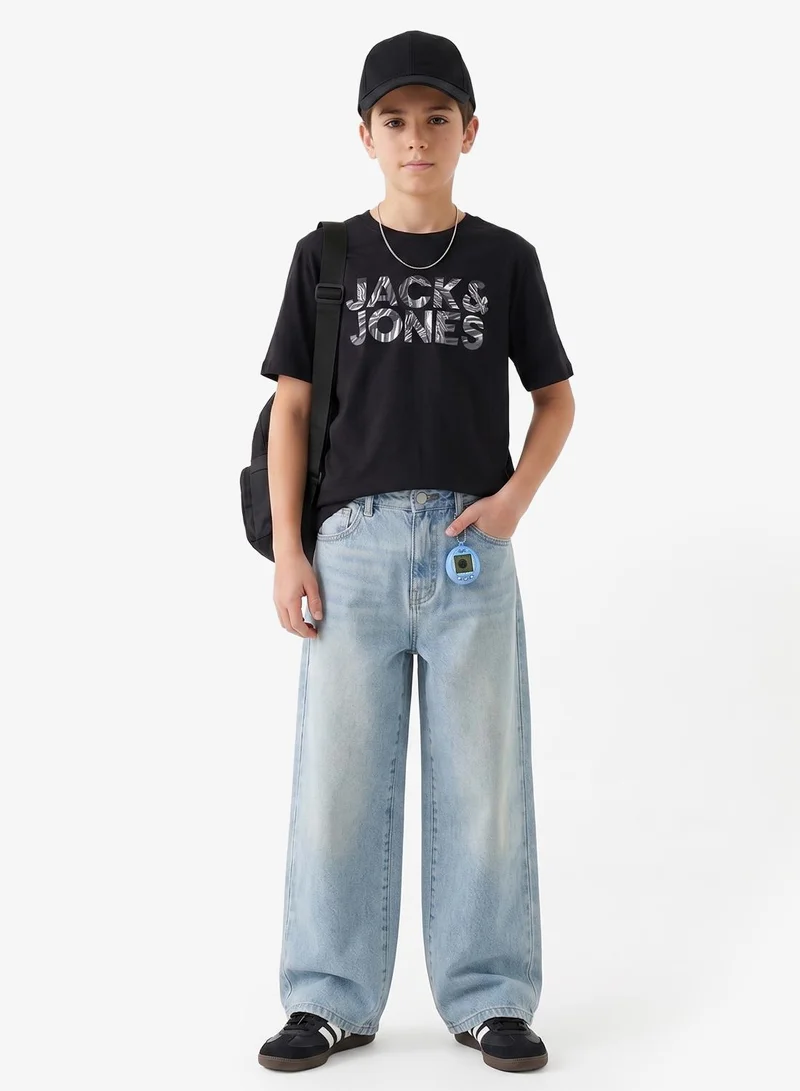 جاك وجونز جونيور تيشيرت أطفال برقبة دائرية بشعار جي جيف