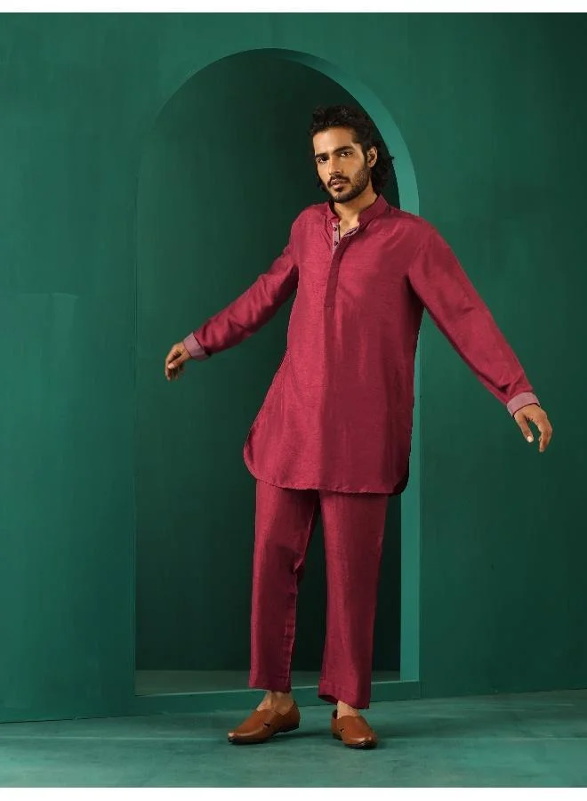 trueBrowns trueBrowns Men's Purple Silk Co-ord Set