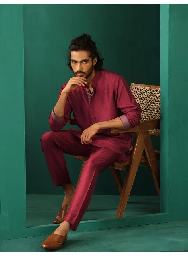 trueBrowns trueBrowns Men's Purple Silk Co-ord Set