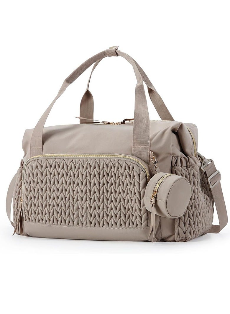 general Baby diaper bag tote bag large capacity travel diaper bag delivery hospital bag with pacifier bag (khaki) - Image 1