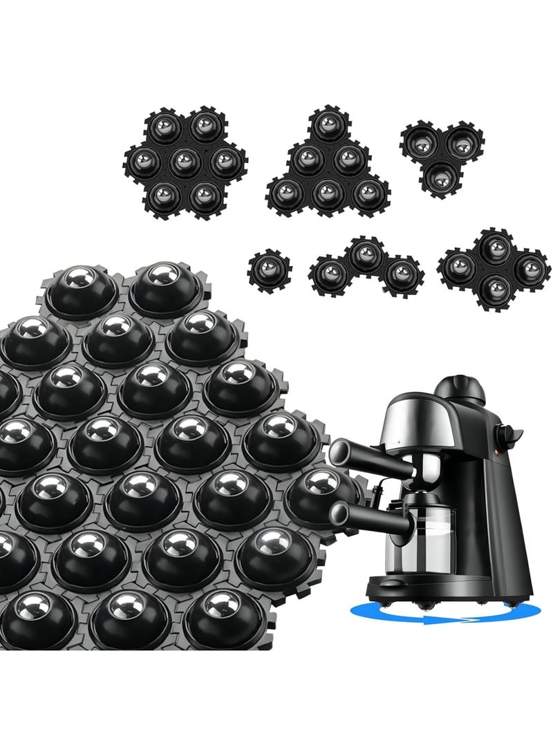 Cobest Self Adhesive Caster Wheels, 24 Pcs 360° Rotation Mini Swivel Wheels for Furniture, DIY Connected Small Appliance Rollers for Kitchen, Universal Swivel Wheels for Coffee Maker, Black - Image 1