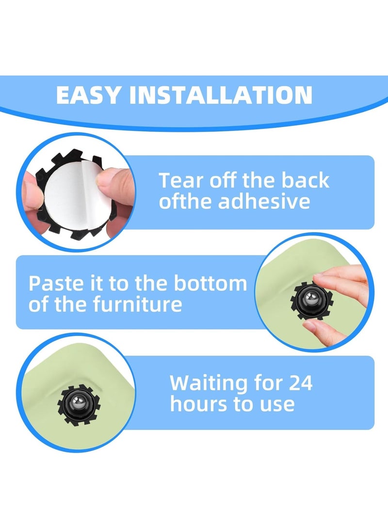 Cobest Self Adhesive Caster Wheels, 24 Pcs 360° Rotation Mini Swivel Wheels for Furniture, DIY Connected Small Appliance Rollers for Kitchen, Universal Swivel Wheels for Coffee Maker, Black - Image 4