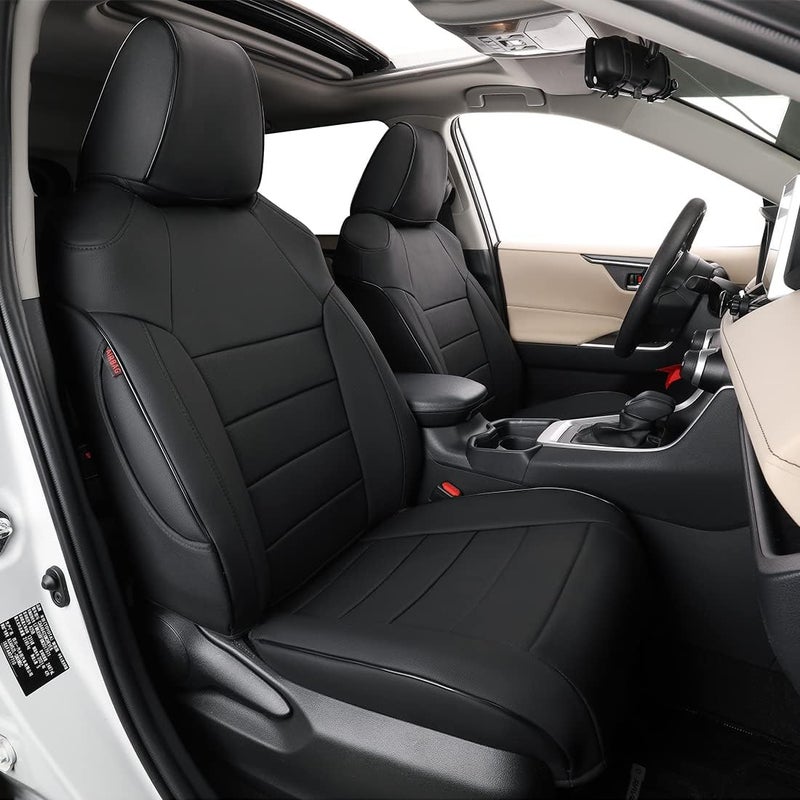 EKR Custom Fit Leather Car Seat Cover for Toyota RAV4 2019-2025 - Full Set (Black) - Image 1