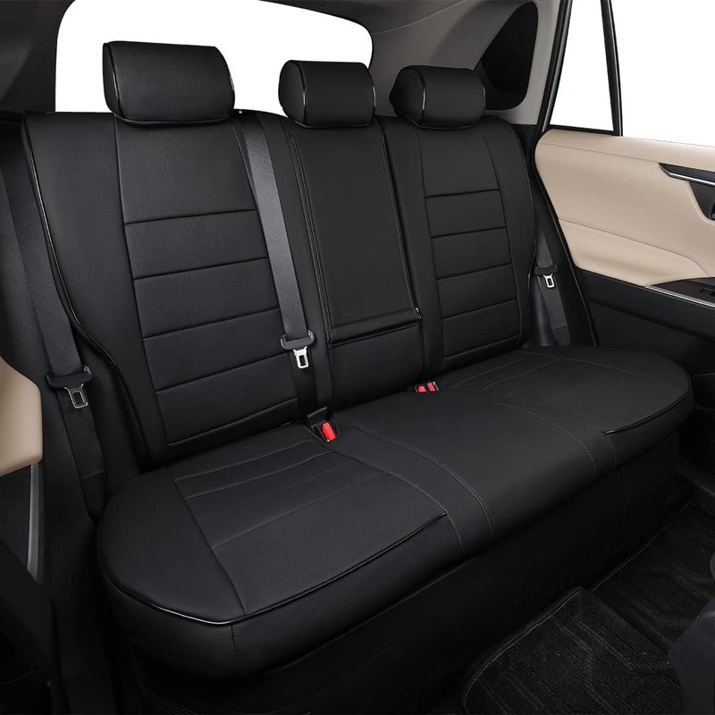 EKR Custom Fit Leather Car Seat Cover for Toyota RAV4 2019-2025 - Full Set (Black) - Image 4