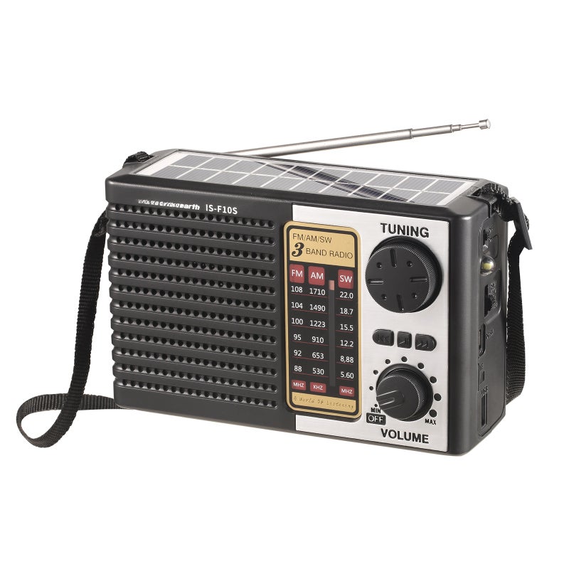 Portable Solar Emergency Radio: Black, Multi-Functional - Full Band Reception, Solar Powered Bluetooth Speaker for Outdoor Adventures Emergency Preparedness - Image 1