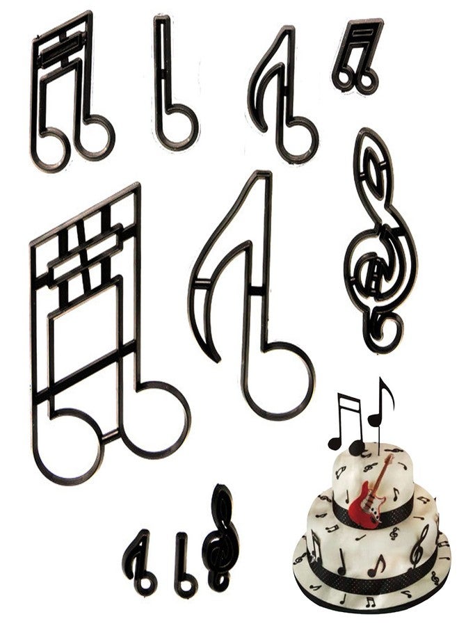 N.C Hsxxf 10PCS Music Fondant Cutters Cookie Cutter Silhouette Gumpaste Flowers Sugar Craft Mold Cake Decorating Tools for AnniversaryBridalEngagement (Music), Black - Image 1