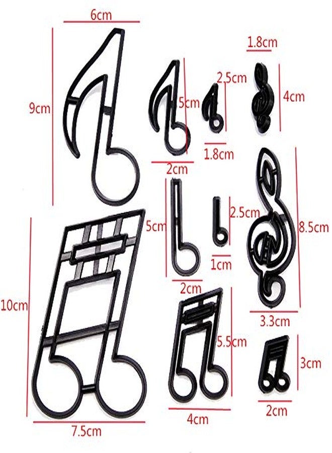 N.C Hsxxf 10PCS Music Fondant Cutters Cookie Cutter Silhouette Gumpaste Flowers Sugar Craft Mold Cake Decorating Tools for AnniversaryBridalEngagement (Music), Black - Image 2