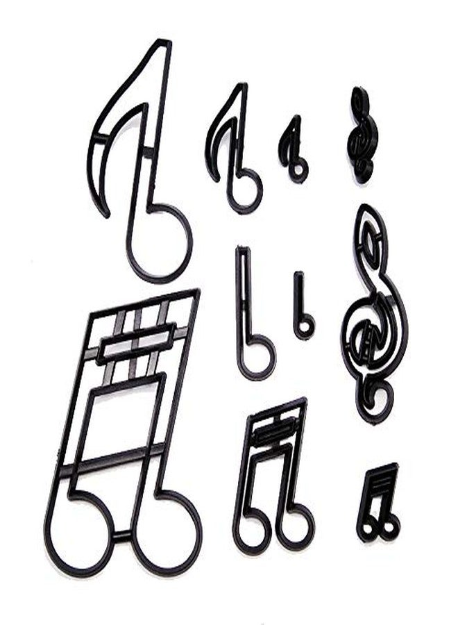 N.C Hsxxf 10PCS Music Fondant Cutters Cookie Cutter Silhouette Gumpaste Flowers Sugar Craft Mold Cake Decorating Tools for AnniversaryBridalEngagement (Music), Black - Image 4