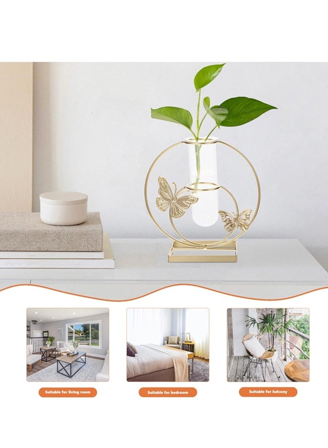 هومستر ديكور المنزل الحديث فراشة نمط Terrarium الزهرية,الحديد الفن الزهرية,اختبار أنبوب الزهرية لمصنع الهيدروبونيك,الزهرية الهندسية Terrarium الزهرية للمطبخ المنزلي مكتب الجدول أعلى ديكور رف الكتب الأجسام الزخرفية - Image 2