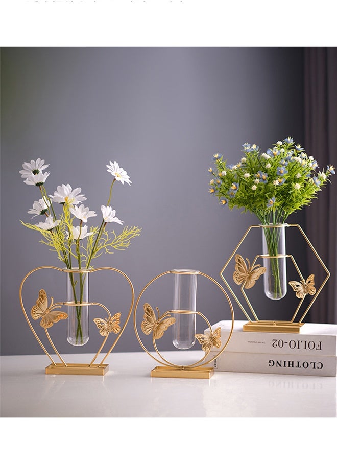 هومستر ديكور المنزل الحديث فراشة نمط Terrarium الزهرية,الحديد الفن الزهرية,اختبار أنبوب الزهرية لمصنع الهيدروبونيك,الزهرية الهندسية Terrarium الزهرية للمطبخ المنزلي مكتب الجدول أعلى ديكور رف الكتب الأجسام الزخرفية - Image 5