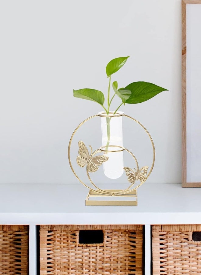 هومستر ديكور المنزل الحديث فراشة نمط Terrarium الزهرية,الحديد الفن الزهرية,اختبار أنبوب الزهرية لمصنع الهيدروبونيك,الزهرية الهندسية Terrarium الزهرية للمطبخ المنزلي مكتب الجدول أعلى ديكور رف الكتب الأجسام الزخرفية - Image 3