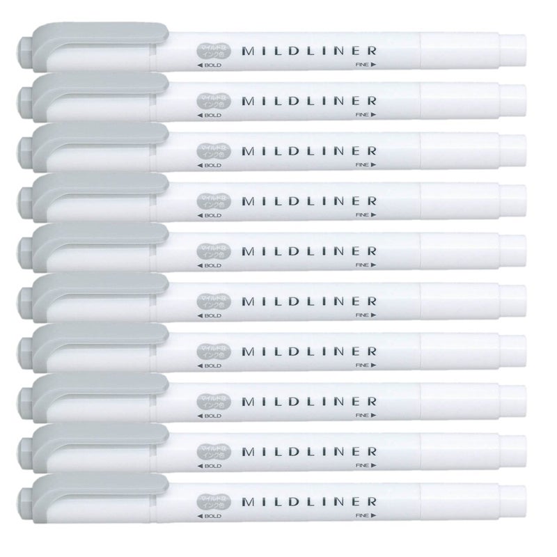 MILDLINER ZEBRA MILDLINER Highlighter pen markers, Mild Gray (WKT7-MGR) x 10 - Image 1
