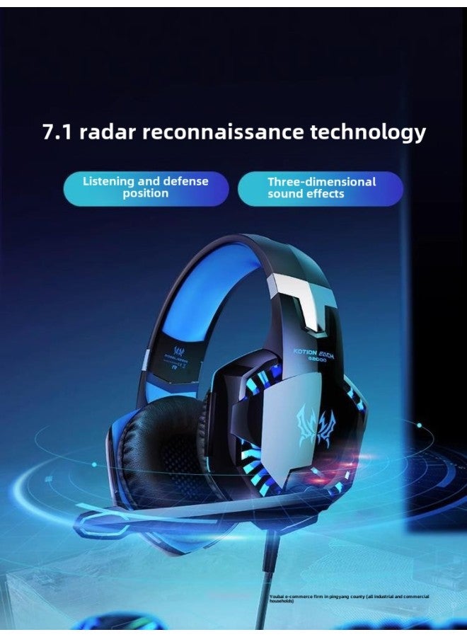 Inzhuo Headset Computer Headset Desktop Notebook E-Sports Microphone Microphone Wired 7.1 Channel-Color:Official Standard Configuration - Pink Upgraded Version