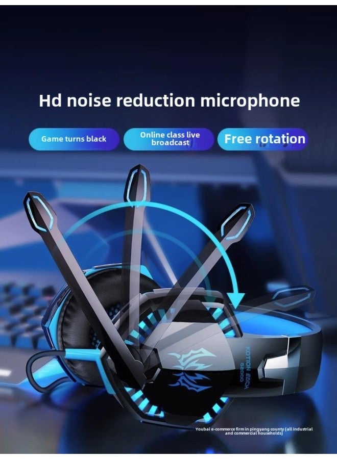 Inzhuo Headset Computer Headset Desktop Notebook E-Sports Microphone Microphone Wired 7.1 Channel-Color:Official Standard Configuration - Pink Upgraded Version