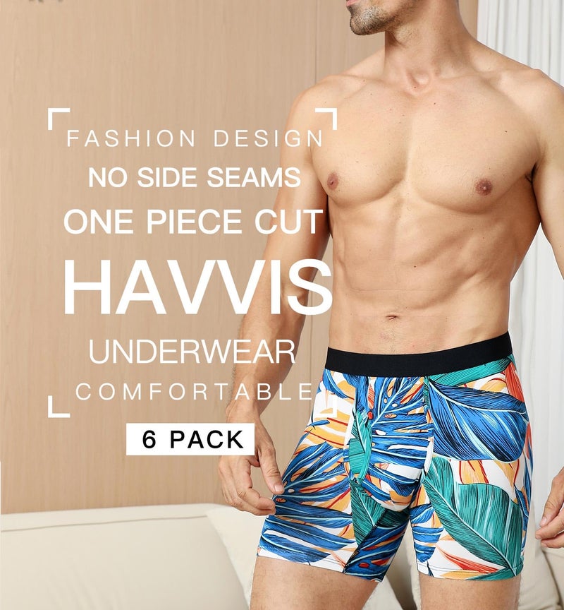 HAVVIS Men's Performance Underwear Boxer Briefs Soft Comfortable Bamboo Viscose Underwear for Men Multipack (XL, Boxer Briefs : B03-6 Pack) - Image 2