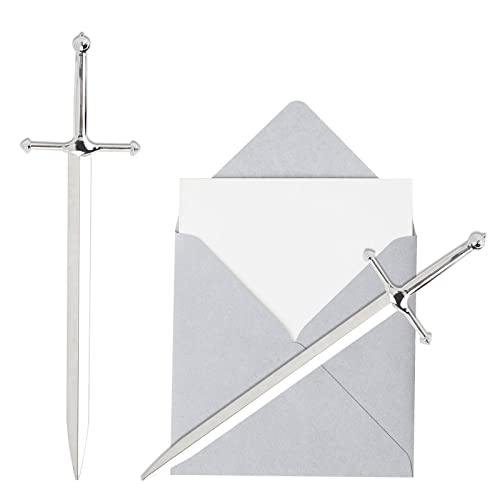 Woerma Silvery Metal Letter Opener Office Letter Opener Knife Metal Plated Envelope Opener Ergonomic Grip Handle Practical Ornamental Letter Opening Tool (Pack of 1) - Image 1