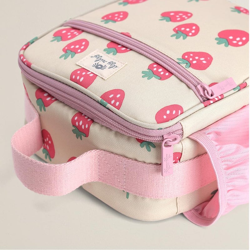 Itzy Ritzy Toddler Lunch Box - Kids Lunch Bag is Insulated and Includes Water Bottle Holder Plus 2 Pockets - Durable, Easy to Clean Toddler Bag (Strawberry) - Image 4