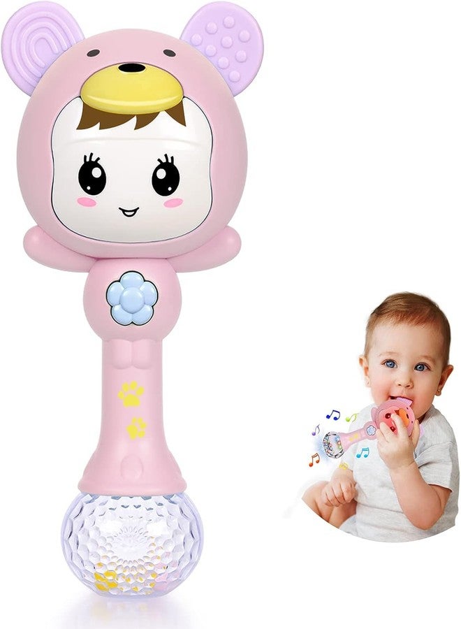 Slipps Baby Rattle, Light Up Musical Teether - Baby Sensory Sound Toys for Tummy Time, 3-12 Months, Pink - Image 1