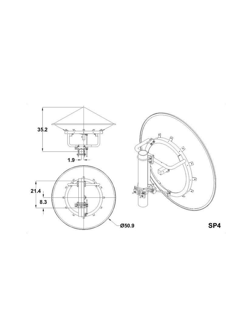 RadioWaves - 1.2 m | 4 ft Standard Performance Parabolic Reflector Antenna, Dual-polarized, 5.25-5.85GHz - Image 1