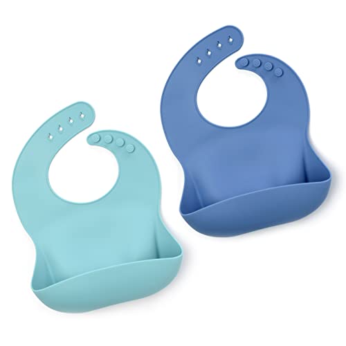 PrimaStella Silicone Baby Bibs – Soft Adjustable Waterproof Bib Set of 2 for Babies & Toddlers | BPA Free - Image 1