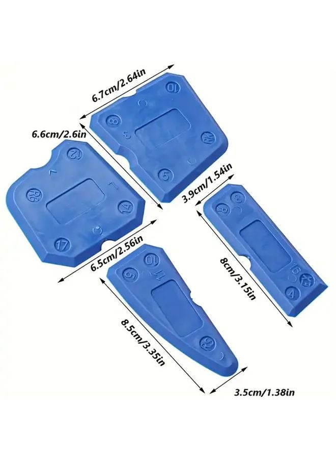 Blue 4pcs Caulk Tool Set Silicone Finishing Kit For Bathroom Kitchen Sealant - Image 1