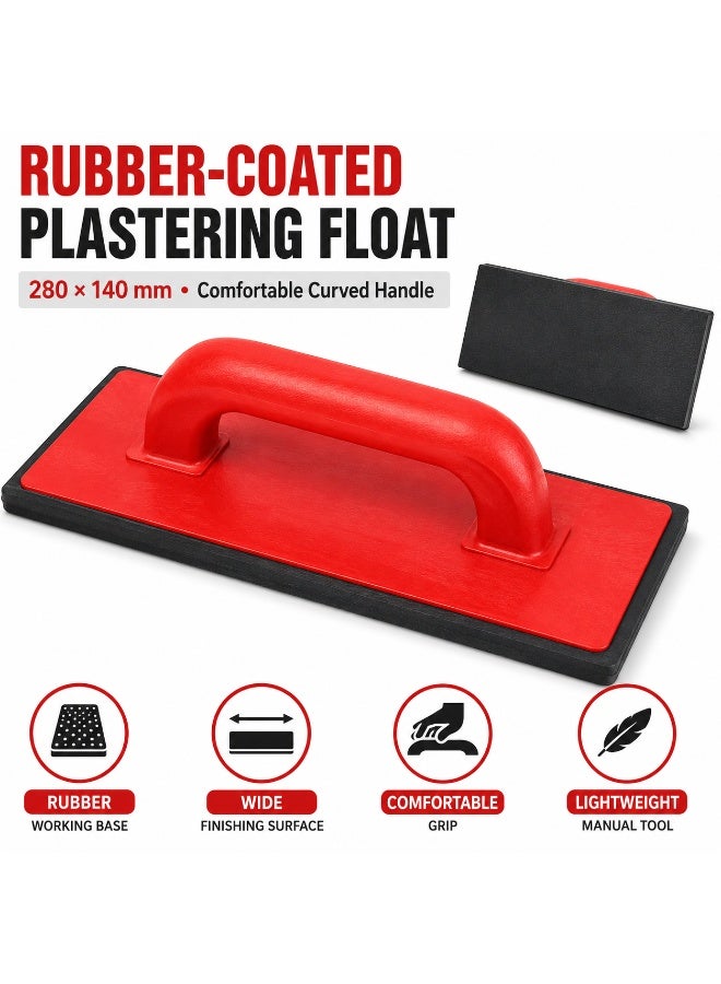 MTX 280 × 140mm Rubber-Coated Plastic Plastering Float with Ergonomic Handle, Lightweight Hand Trowel for Cement, Render, Stucco, Wall Putty, Grout and Surface Finishing - Image 3