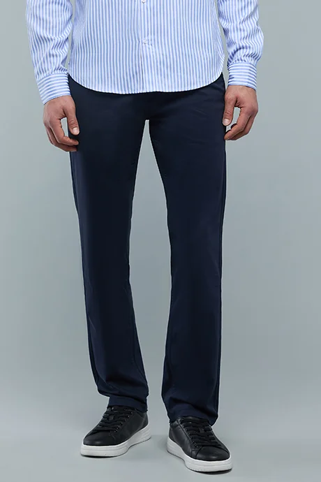 R&B Solid Slim Fit Pants with Button Closure