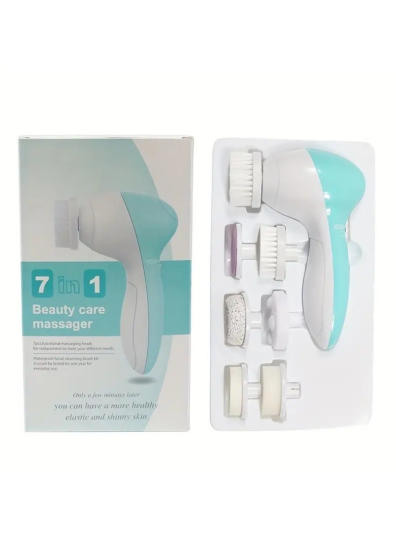 ORiTi فرشاة تنظيف الوجه الكهربائية 7 في 1، مقشر للوجه، مقاوم للماء IPX 6، منظف دوار للتقشير والتدليك والتنظيف العميق للنساء والرجال مع 7 رؤوس فرشاة - Image 2