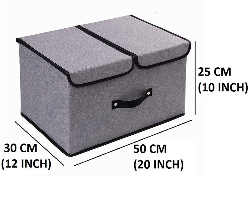 VALAMJI Foldable rectangular stackable storage basket bin closet drawer organizer box with double lid cover and handle undergarments closet toys and other supplies 1 PCS 50 X 30 X 25 CM - Image 4