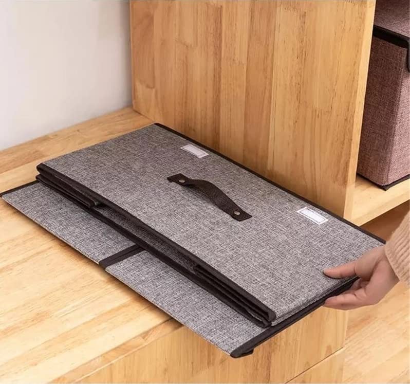 VALAMJI Foldable rectangular stackable storage basket bin closet drawer organizer box with double lid cover and handle undergarments closet toys and other supplies 1 PCS 50 X 30 X 25 CM - Image 3