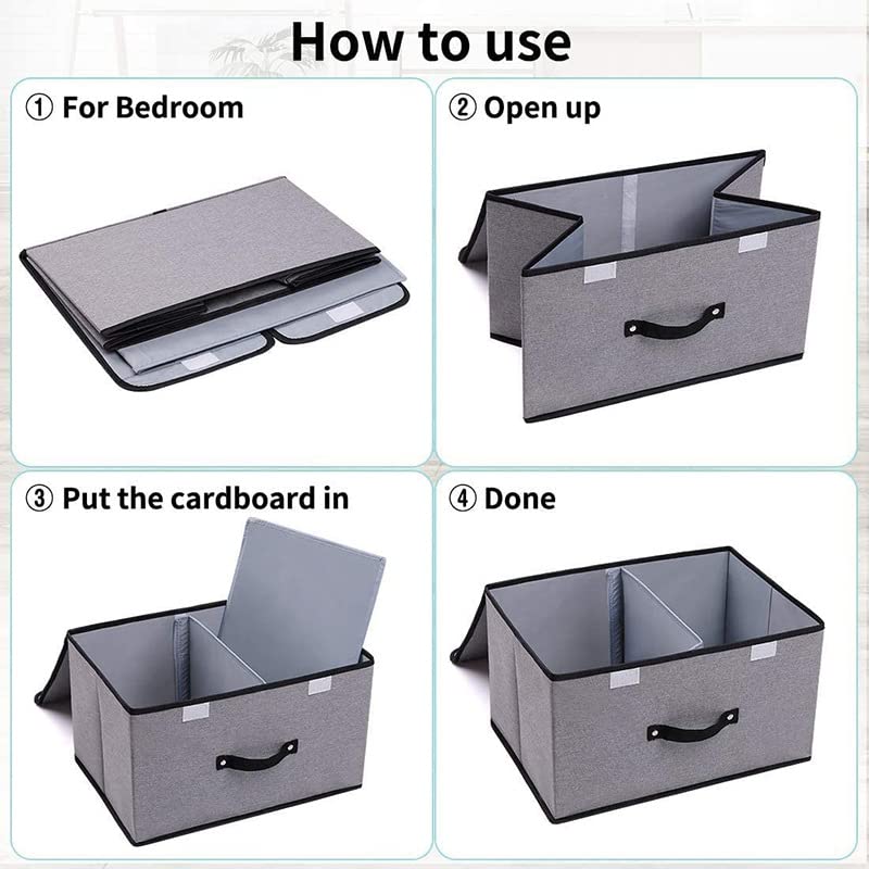 VALAMJI Foldable rectangular stackable storage basket bin closet drawer organizer box with double lid cover and handle undergarments closet toys and other supplies 1 PCS 50 X 30 X 25 CM - Image 5