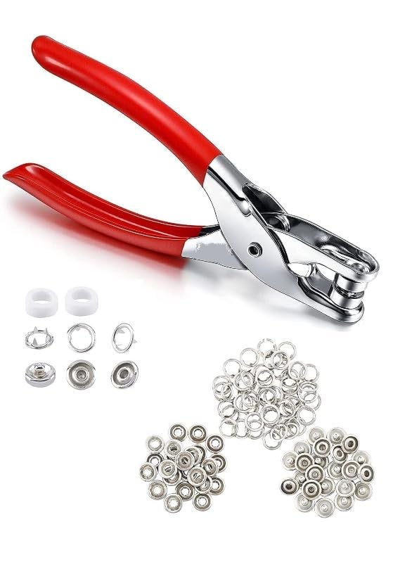 ziodic ZIODIC MultiFunction Metal Handheld Leather Belt Hole Punch Tool and Grommet Setting KitEyelet Pliers Button Setter Tool Kit Set of 2  - Image 2