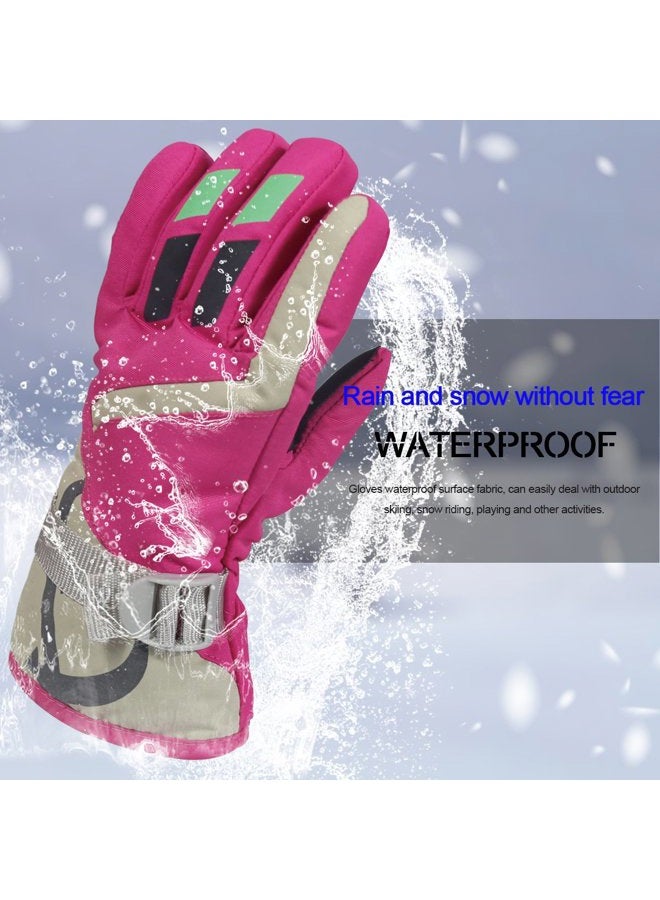 YR.Lover Children Ski Waterproof Gloves Winter Warm Outdoor Riding Thickening Gloves , Pink, One Size - Image 4