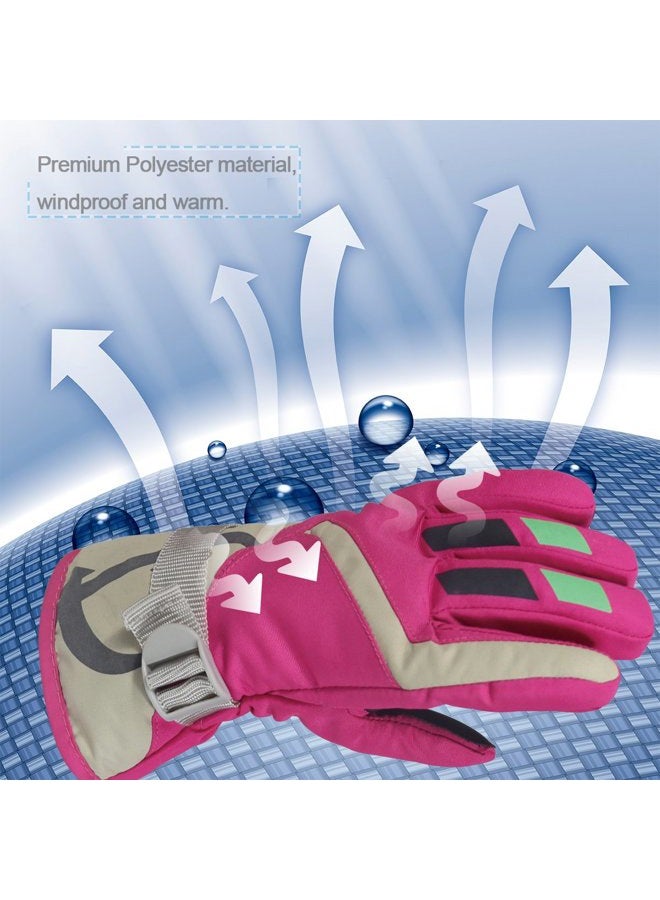 YR.Lover Children Ski Waterproof Gloves Winter Warm Outdoor Riding Thickening Gloves , Pink, One Size - Image 3