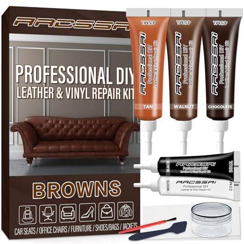 ARCSSAI ARCSSAL Brown Leather Repair Kit for Furniture, Leather Couch Repair Kit for Sofa, Jacket, Car Seats and Purse with Super Easy Instructions, Restores Any Material, Bonded, Pleather, Genuine - Image 1