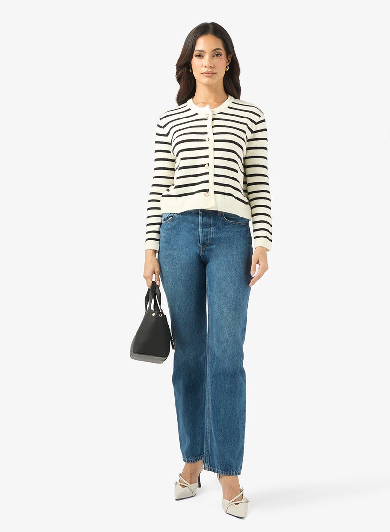 ايلا كارديجان بأزرار مخططة - Image 4