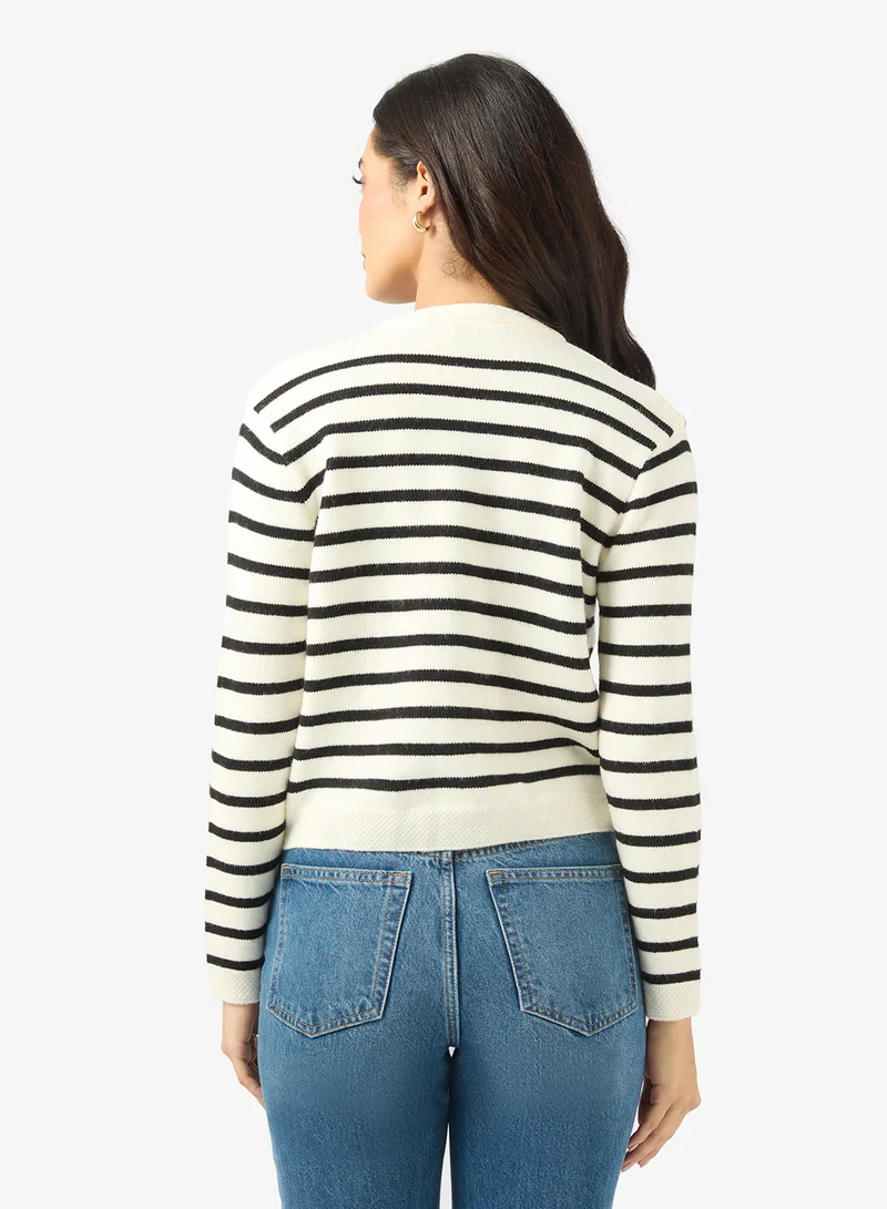 ELLA Striped Button Down Cardigan
