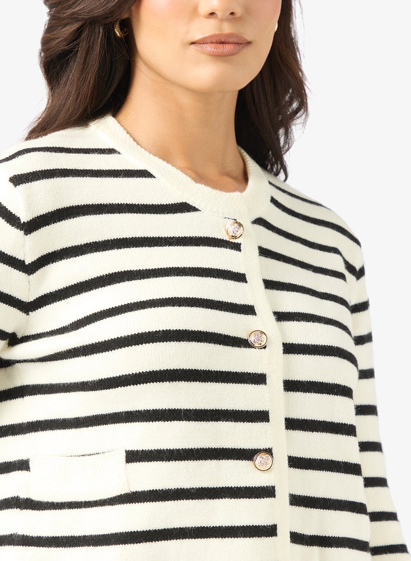ELLA Striped Button Down Cardigan - Image 3