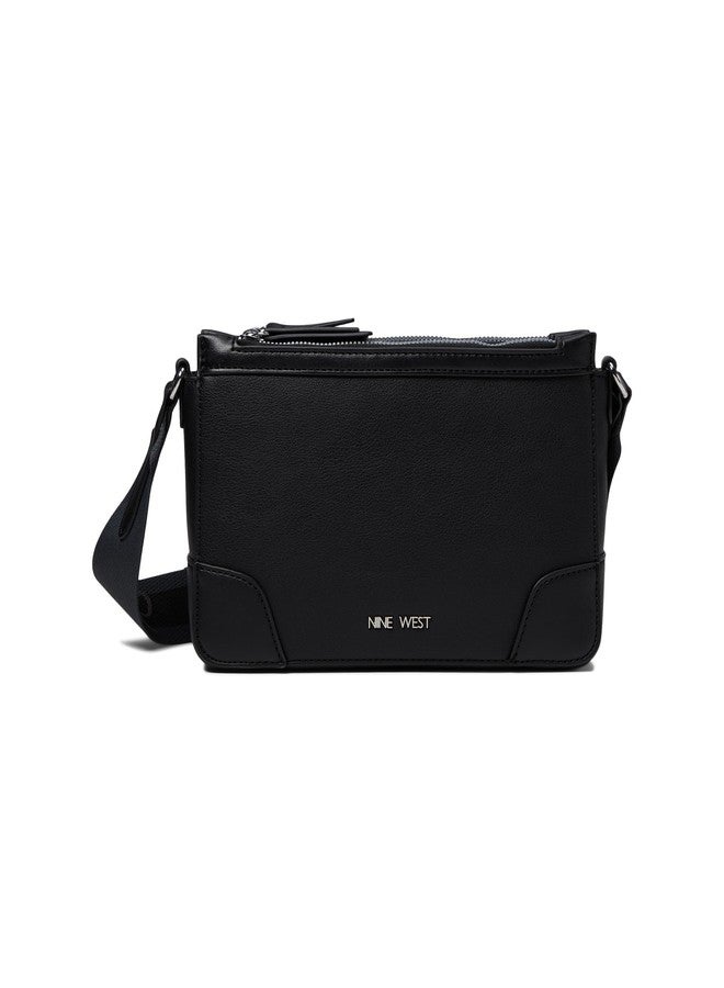 ناين ويست حقيبة كروسبودي إليس بسحاب مزدوج من ناين ويست، للنساء، أسود، متوسط - Image 1