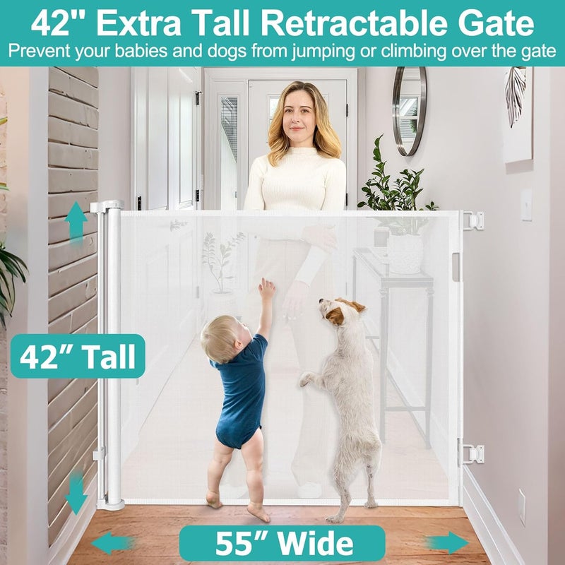 BETERTEK 42 Inch Extra Tall Retractable Baby Gates - Image 2